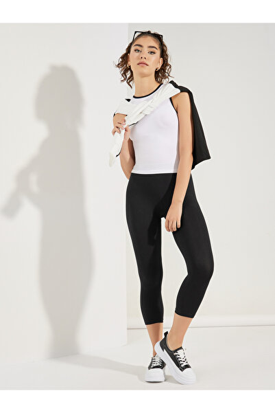 Styli بنطال ضيق بطول الكابري بخصر مطاطي