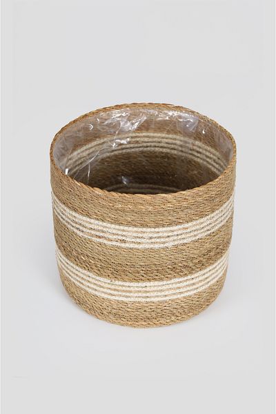 sever ithalat Rustic Natural Wicker Flower Pot with Plastic Liner Coating