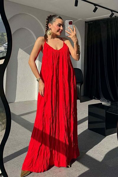 Sachistanbul Crinkle Fabric Dress with Strap