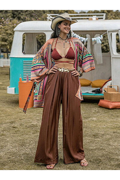 Russty Dustty By Styli Solid Wide Leg Pleated Pants