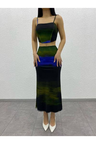 Sachistanbul Tulle Blouse Skirt Double Set