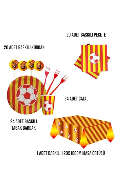 Evabrite Fan Yellow Red 24 Person Birthday Party Set - Fan Yellow Red Set