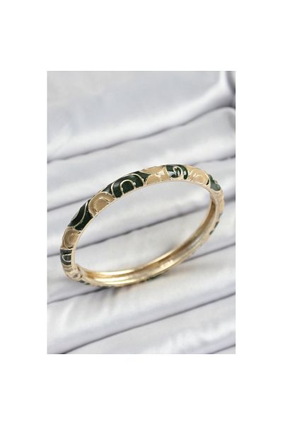 Skygo Mineli Brass Black and Brown Motif Women's Handcuffs - Tj-Bb7170