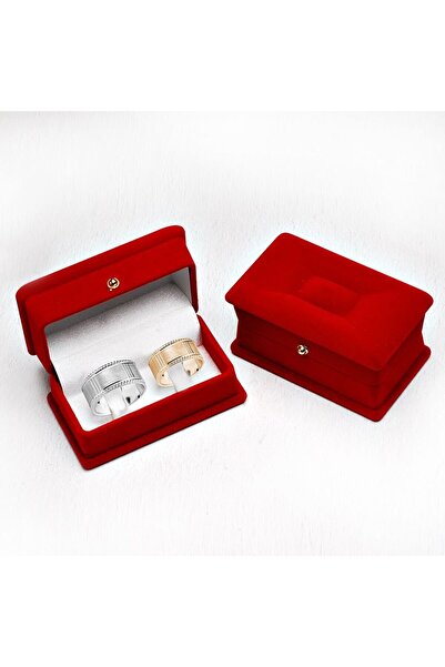 Tesbihane Kırmızı Renk Kadife Alyans Kutusu