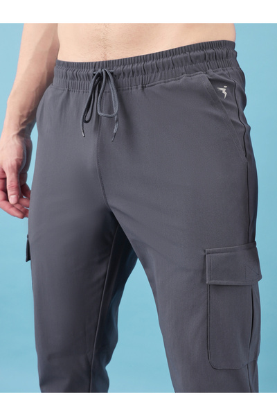 Technosport By Styli Solid Stretch Cargo Pants with Drawstring