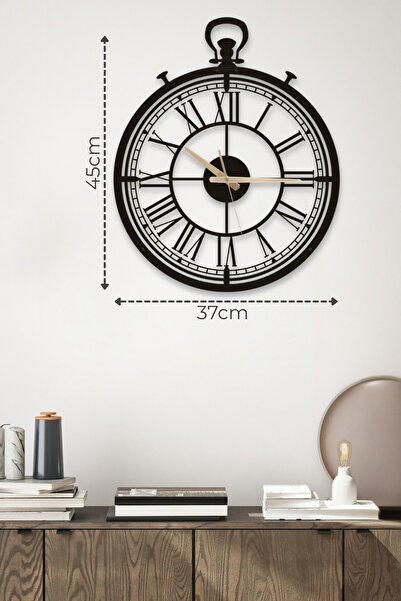 Metalium Concept Dekoratif Antika Tasarım Roma Rakamlı Siyah Metal Duvar Saat...