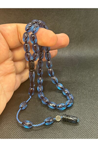 EnazStore قلم مصنوع يدويًا من الخرز العنبر الأزرق اللون