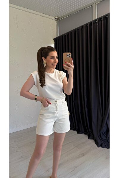 elif teke Holesov Şehir Boy Kot Şort Ekru