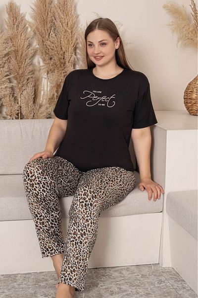 Farya Home Plus Size Milan Bamboo Short Sleeve Lycra Combed Cotton Pajama Set