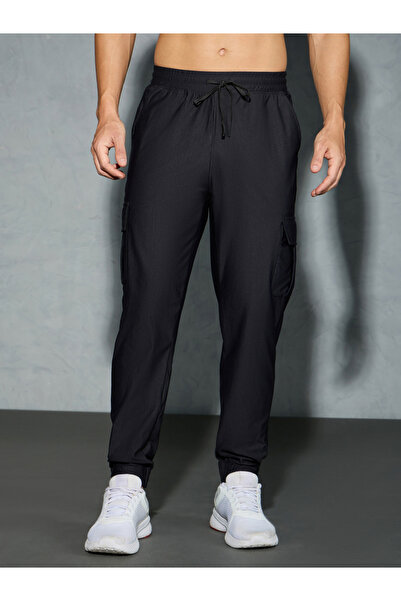 Technosport By Styli Solid Regular Fit Cargo Joggers with Drawstring