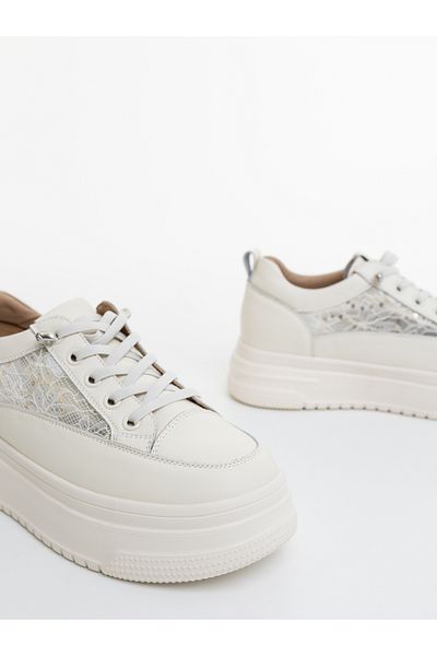 Kalapod Women's white sports shoes made of eco-leather and textile material Monai