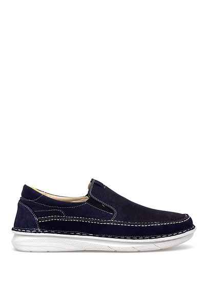 Ayakkabı Fuarı Elit Erlsn2628 Men's Genuine Leather Orthopedic Casual Shoes Navy Blue