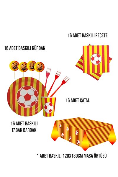 Evabrite Fan Yellow Red Birthday Party Set for 16 People - Fan Yellow Red Set