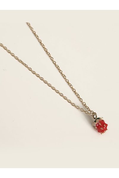 Güneş Kırtasiye Strawberry Tip Steel Chain Necklace Minimal Elegant