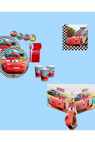Evabrite Cars Cars Lightning Mcqueen 16 Person Birthday Party Set - Cars Cars Lightning Mcqueen Concept