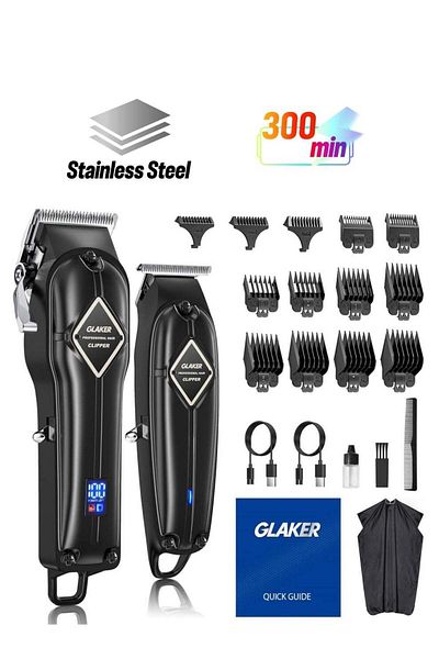 GLAKER Professional Hair Clippers and T-Blade Trimmer, Cordless Mens Hair Clippers for Women Kids, B