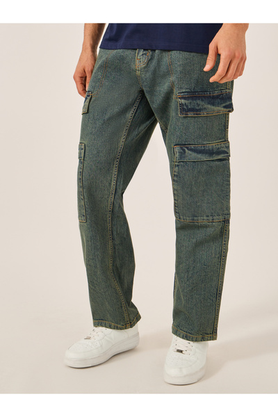 Styli بنطال جينز كارغو كاربنتر متوسط الارتفاع