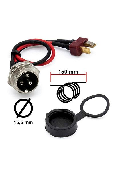 OEM GX16 3-pin charging port, Dean Type T connector, for electric scooters