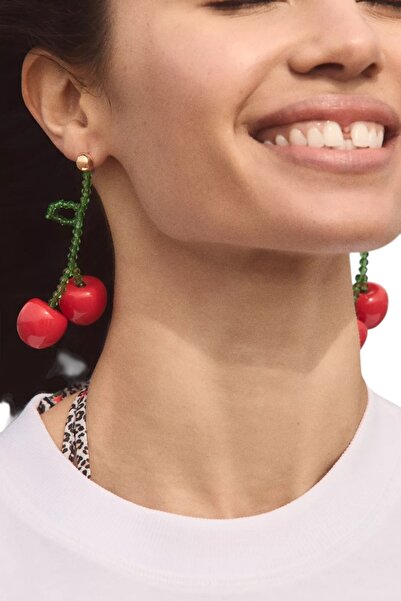 Finery by Nerrs Crystal Bead Leafy Cherry Earrings