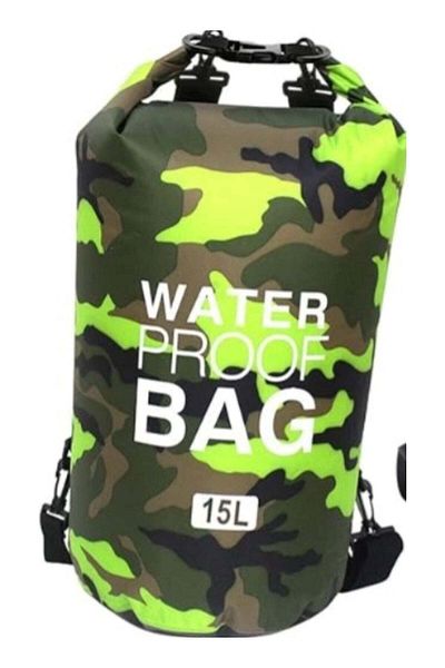huitich 15L Camouflage Green Double-Strap Waterproof Outdoor Sport PVC Bag