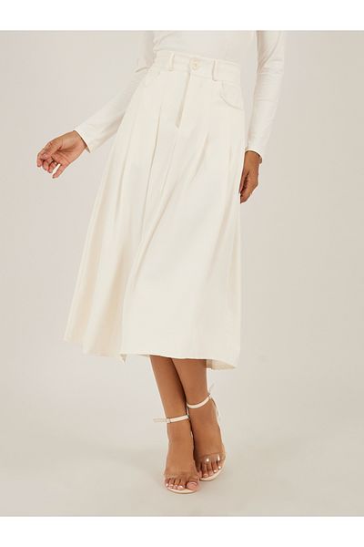 Styli Pleated Mid Rise A-Line Skirt