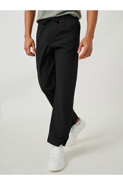 Fort Collins By Styli Solid Drawstring Waist Straight Leg Pants