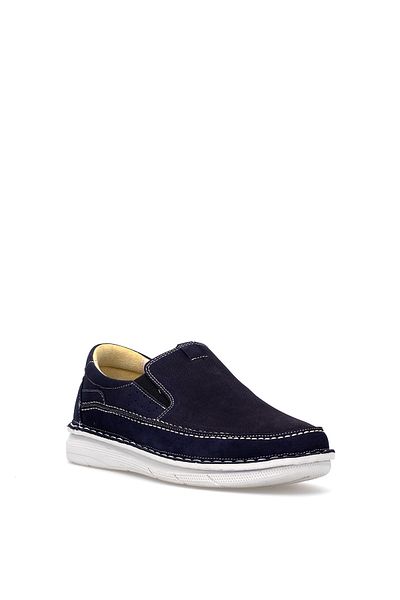 Ayakkabı Fuarı Elit Erlsn2628 Men's Genuine Leather Orthopedic Casual Shoes Navy Blue