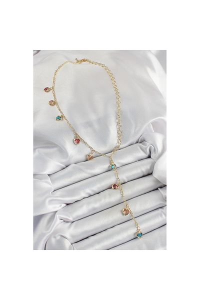 Skygo Brass Assortment Heart Model Gold Color Zircon Stone Y Necklace - Tj-Bko10248