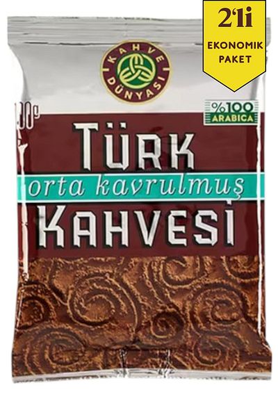 Kahve Dünyası Medium Roasted Turkish Coffee 100 Gr X 2 Pack Economic