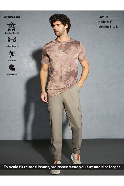 Technosport By Styli Solid Regular Fit Cargo Joggers with Drawstring