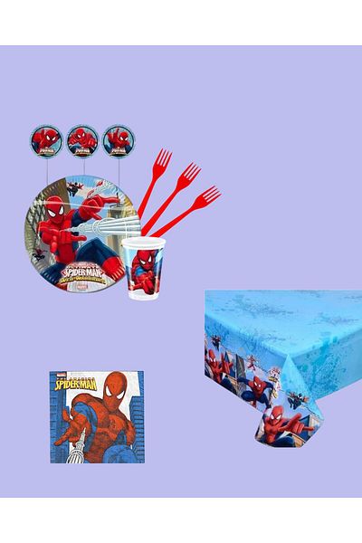 Evabrite Spiderman 8-Person Birthday Party Set - Spiderman Concept Party Decorations