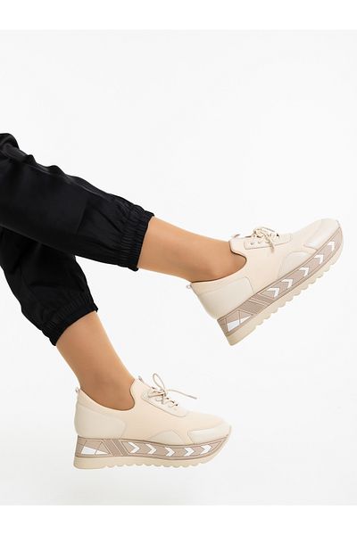 Kalapod Pantofi sport dama bej din piele ecologica si material textil Selestia