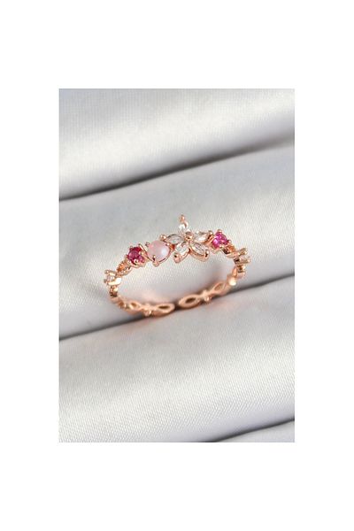 Skygo Rose Gold Color Adjustable Women's Ring with Brass Daisy Figure and Zircon Stone - Tj-Byk3780