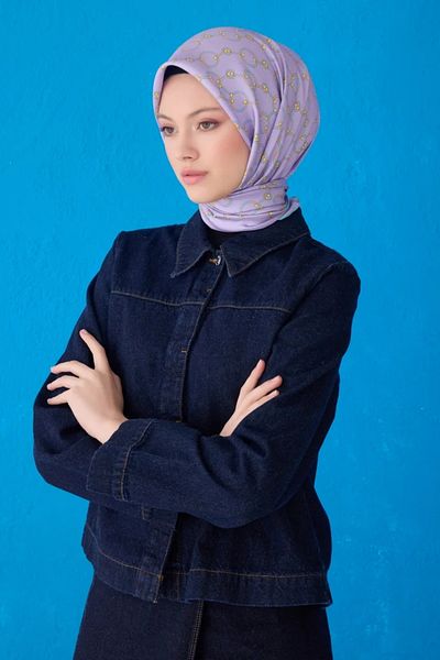 Belli Twill μεταξωτό φουλάρι 4109D μοτίβο αλυσίδας λιλά-51