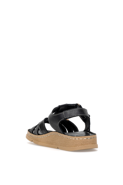 Mammamia D25Ys-2440 Women's Genuine Leather Flat Sandals Black