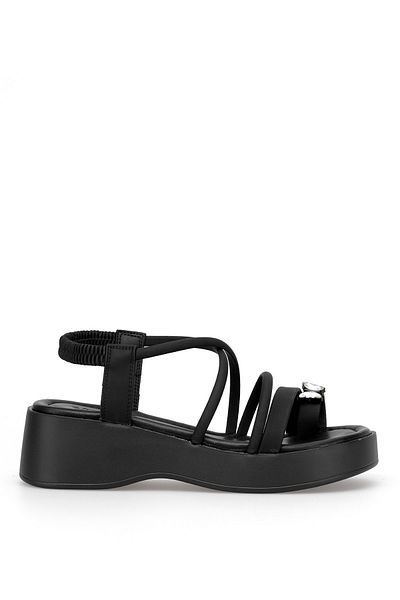 Voyager B121 Women's Genuine Leather Flat Sandals Black
