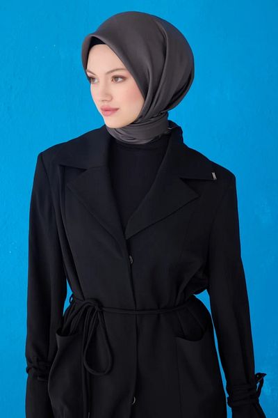 Belli Eșarfă din mătase twill 4129D Culoare uni Antracit-63