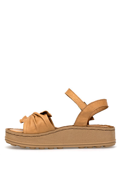 Mammamia D25Ys-2595 Women's Genuine Leather Flat Sandals Brown