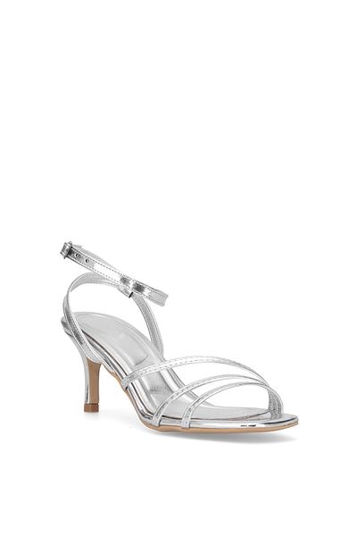Ayakkabı Fuarı Elit Brk0218 Pantofi clasici cu toc din piele naturală pentru femei, argintiu