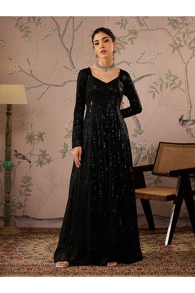 Shae by SASSAFRAS Sequins Sweetheart Neck Anarkali Kurta