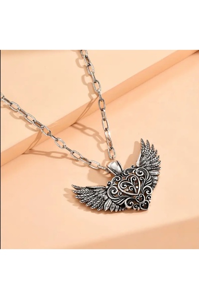 ORGANICYOU Quingda Gothic Punk Angel Wings Necklace for Women, Unisex Vintage...