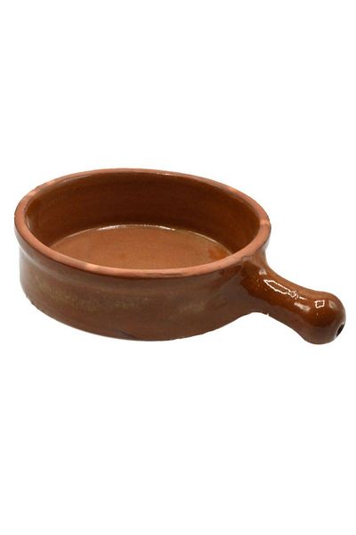 Generic Large deep clay frying pan with handle 23 cm
