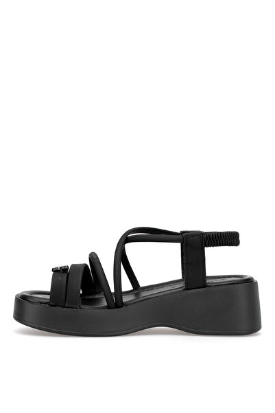 Voyager B121 Women's Genuine Leather Flat Sandals Black