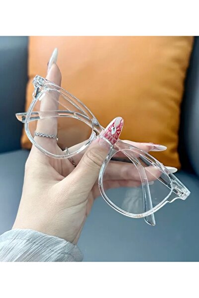 Çelik نظارات مربعة للجنسين بإطار شفاف