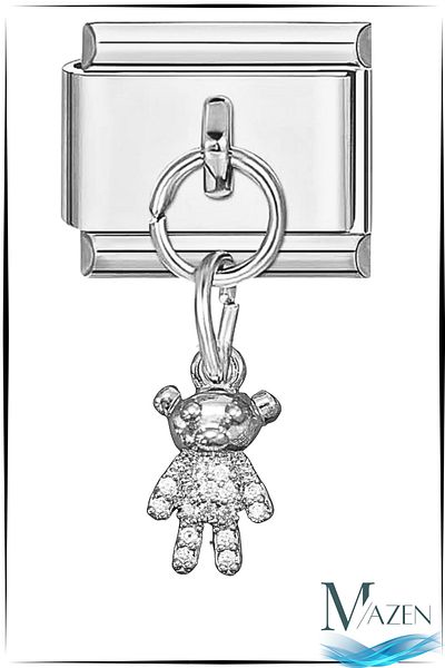 MAZEN 1 Piece Teddy Bear Hanging Figure Charm - Italian Bracelet Compatible