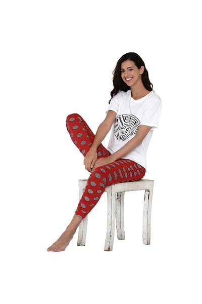 LAUREN SMITH Women's Pajama Set Half Sleeve Top with pants 2 Piece Sleepwear Cotton Ladies Soft Pjs Lounge Set
