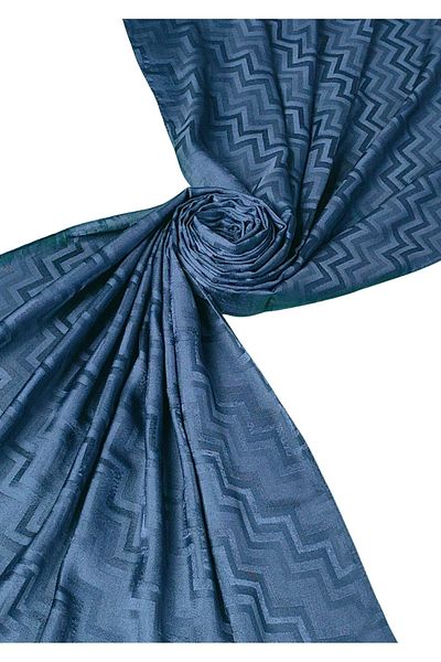 mim eşarp Silky Textured Jacquard Zigzag Patterned Shawl 75X190 cm