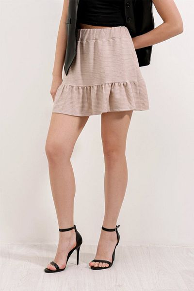 D&M Life Collection 1884 Knitted Mini Skirt - Beige