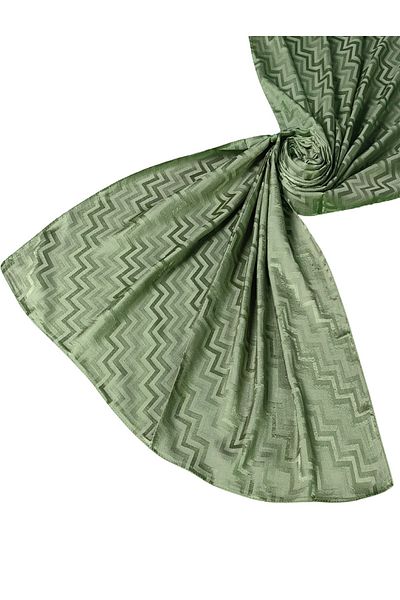 mim eşarp Silky Textured Jacquard Zigzag Patterned Shawl 75X190 cm