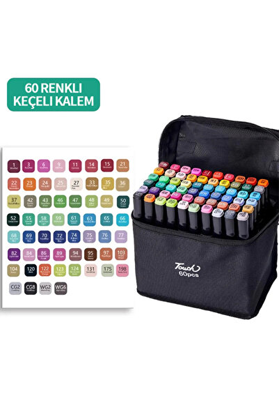 Wexta 60lı Profesyonel Art Marker Boya Kalem Seti Proje Mimarlık Çizim Seti Çanta Hediyeli